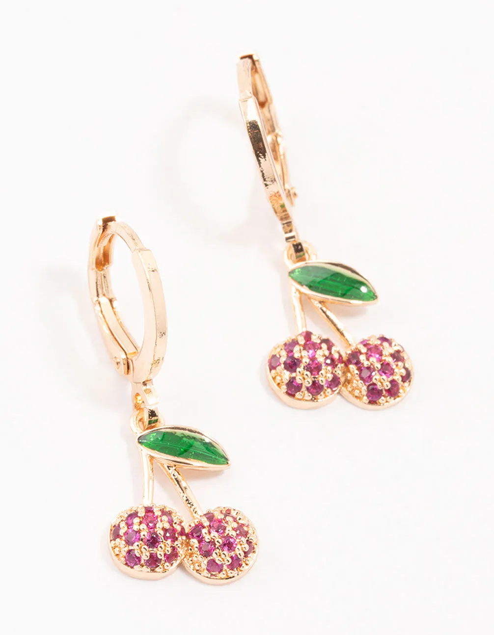 Cherry Gold Cubic Zirconia Huggie Earrings