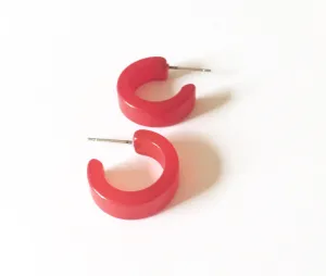 Cherry Red Moonglow Hugger Hoop Earrings