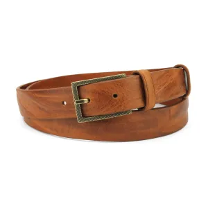 Chestnut Narrow Vintage Feel Etched Prong Belt