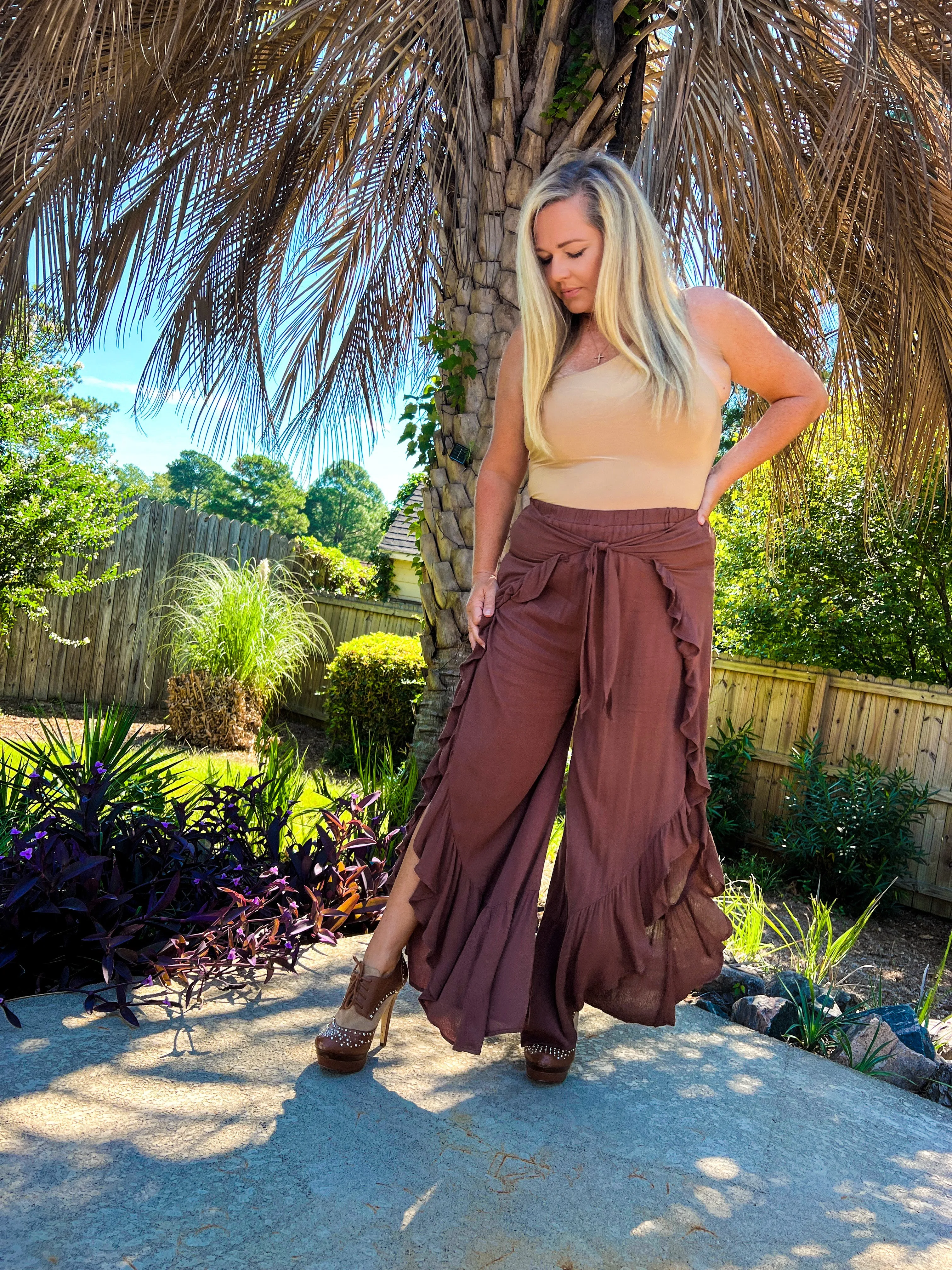 Chestnut Ruffle Pants