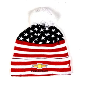 Chevrolet Gold Bowtie American Knit Beanie Cap w/ Pom