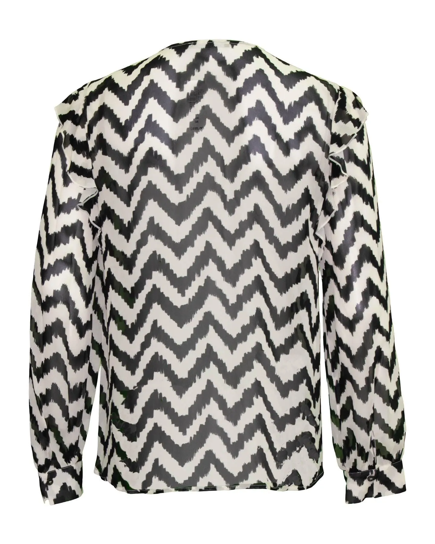 Chevron Collarless Semi Sheer Blouse