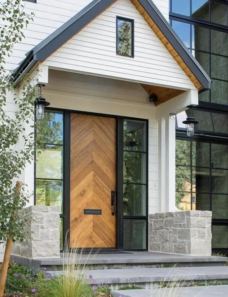 Chevron - Exterior Modern Entry Solid Wood Front Door