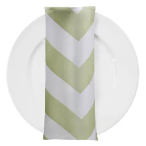 Chevron Print (Lamour) Table Napkin in Sage and White