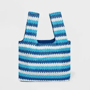 Chevron Print Striped Satchel - Future Collective with Alani Noelle Blue