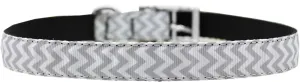 Chevrons Nylon Dog Collar with classic buckle 3-4" Grey Size 24