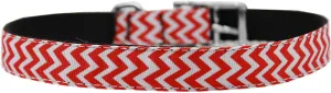 Chevrons Nylon Dog Collar with classic buckle 3-4" Red Size 22