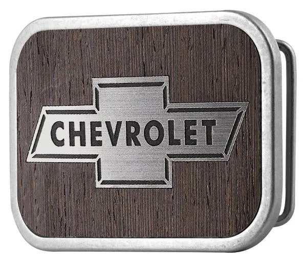 Chevy Bowtie Framed Marquetry Black Walnut Matte Rock Star Buckle