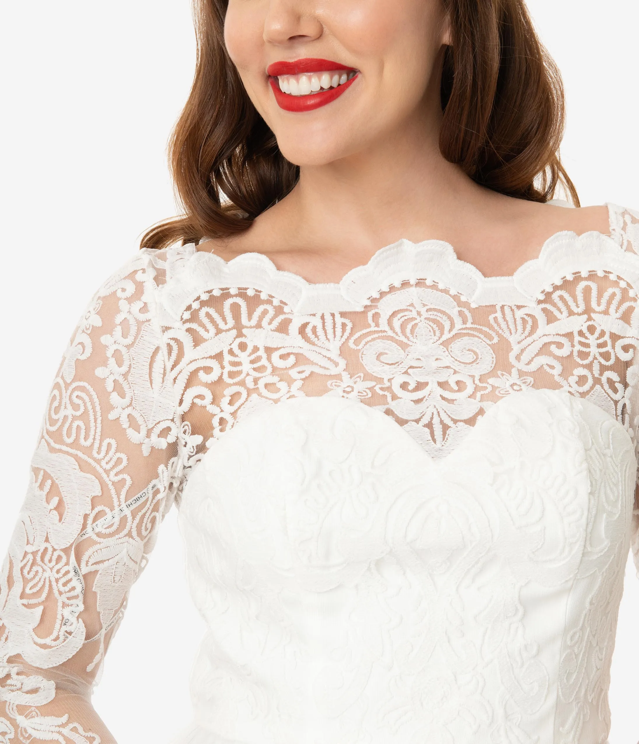 Chi Chi London Ivory Embroidered Flore Bridal Tea Dress