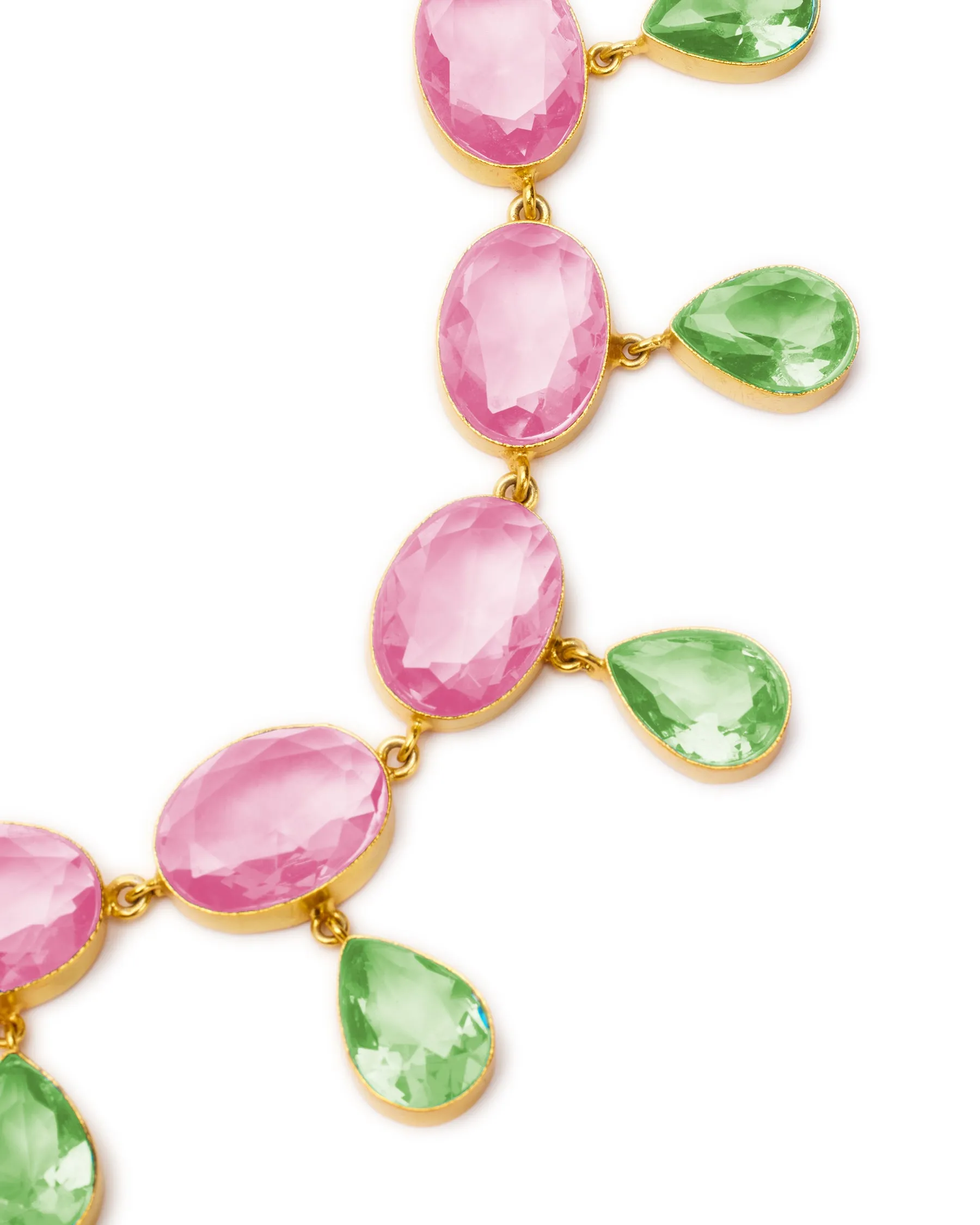 Chiara Dewdrop Necklace in Blush Pink and Mint Green