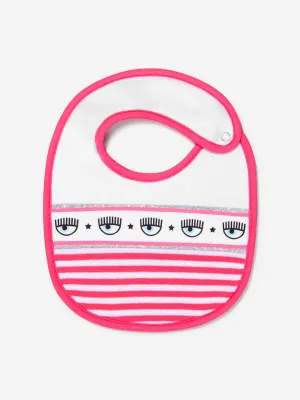 Chiara Ferragni Baby Girls Cotton Striped Logo Bib