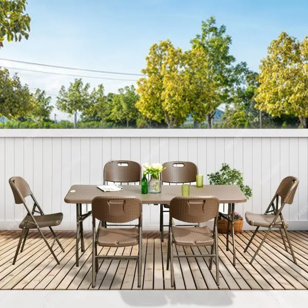 Chic 6-Seater Resin Rattan Effect Dining Set