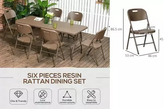 Chic 6-Seater Resin Rattan Effect Dining Set