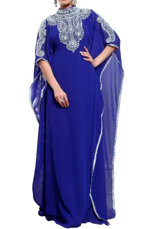 Chic Blue Color Designer Hand Crafted Kaftan