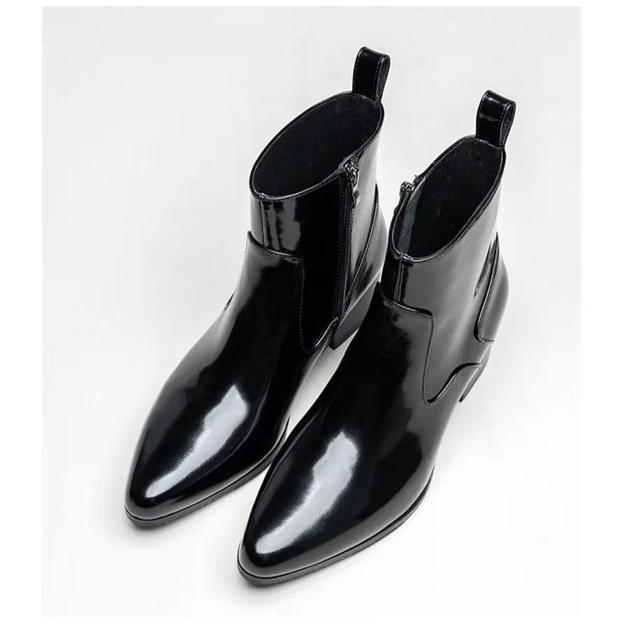 Chic Genuine Leather Pointed Toe Dress Boots