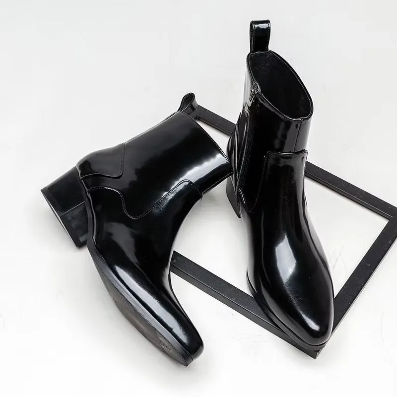 Chic Genuine Leather Pointed Toe Dress Boots