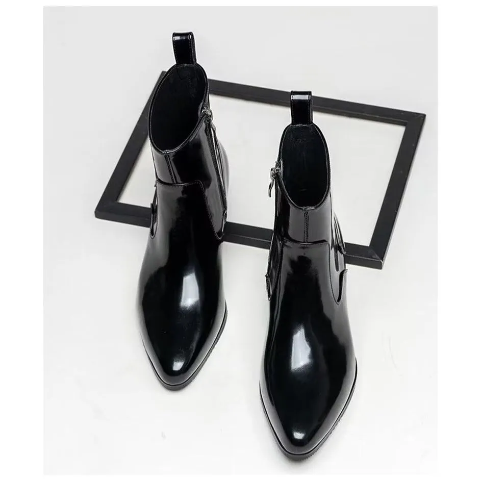 Chic Genuine Leather Pointed Toe Dress Boots