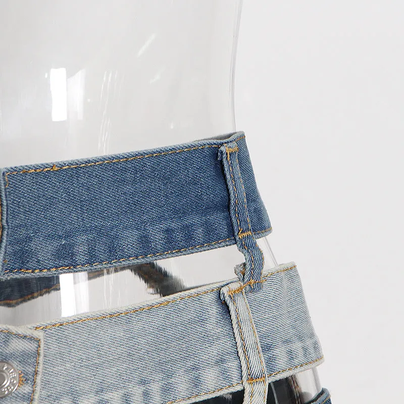 Chic Hollow Out Mini Denim Skirt - Culture Heaven Special