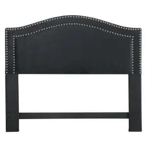 Chic Home Tal Black Velvet Upholstered Nailhead Queen Headboard