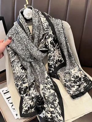 Chic Printed Silk Imitation Warm Shawl&Scarf