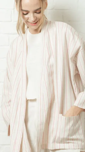 Chic Red Offwhite Stripe Kimono- TAKTAI