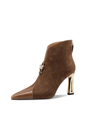 Chic Suede Pointed Toe Zip High Heel Boots