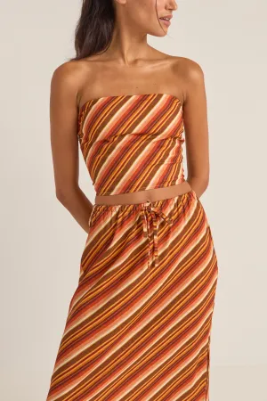 Chica Stripe Strapless Top Brown