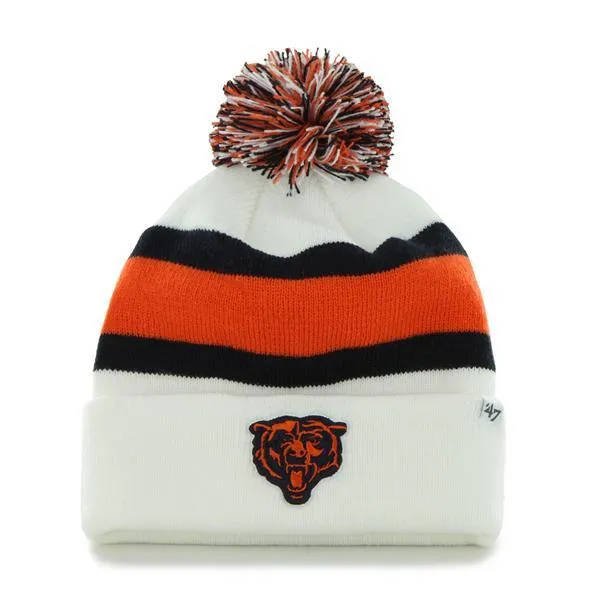 Chicago Bears 47 Brand White Navy Orange Knit Cuffed Breakaway Beanie Hat Cap