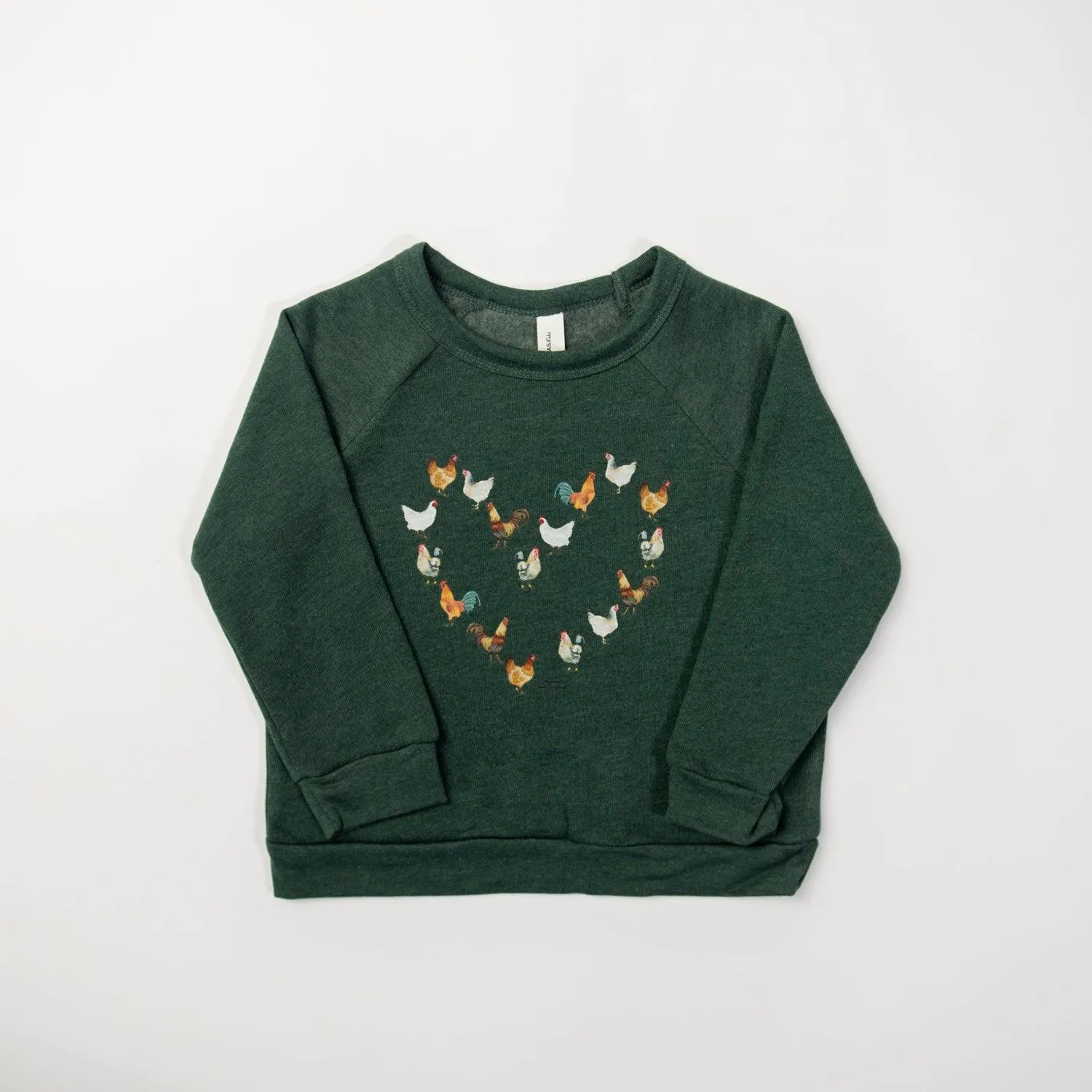 Chicken Heart Heather Green Toddler/Youth Crewneck