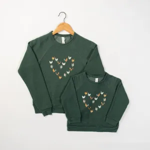 Chicken Heart Heather Green Toddler/Youth Crewneck