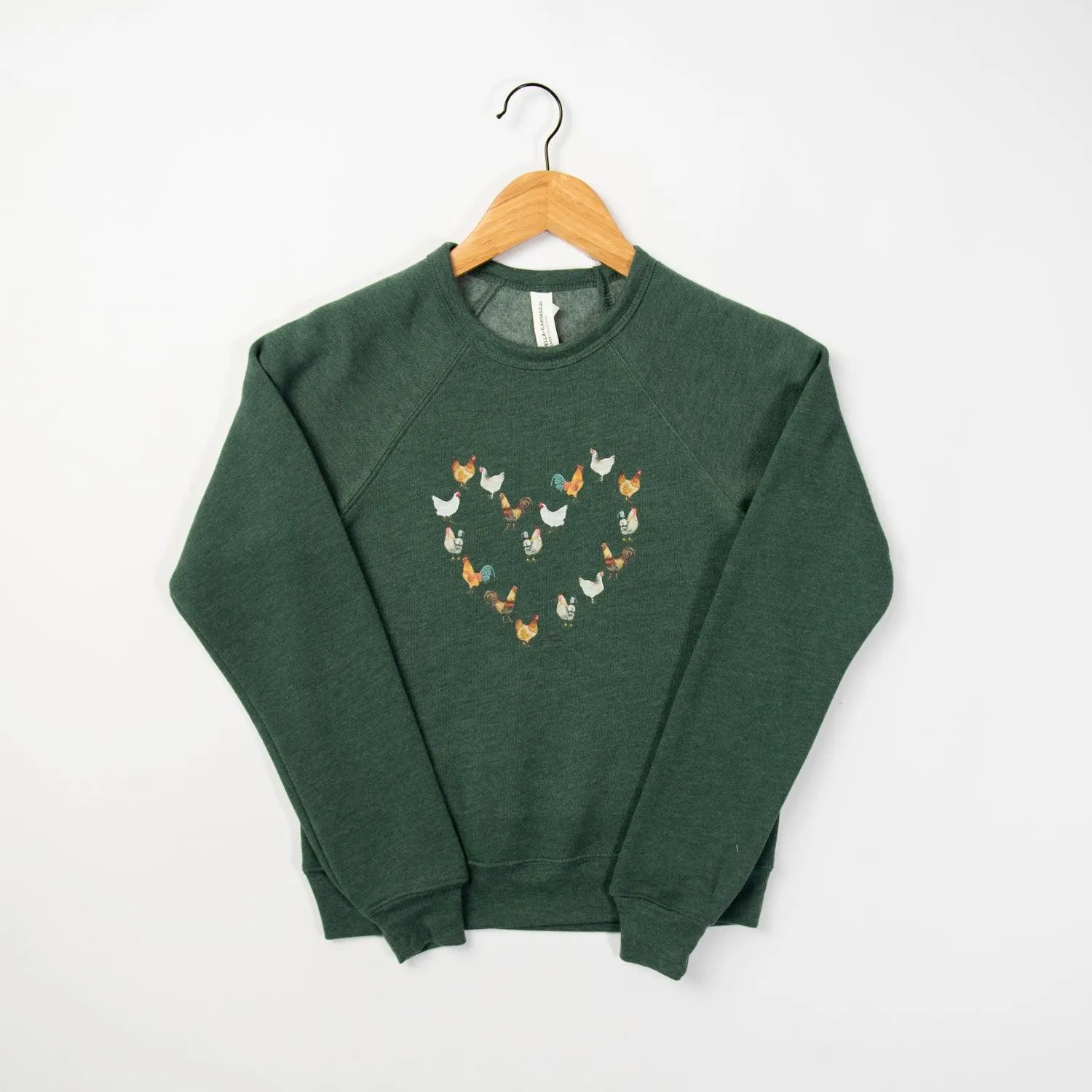 Chicken Heart Heather Green Toddler/Youth Crewneck