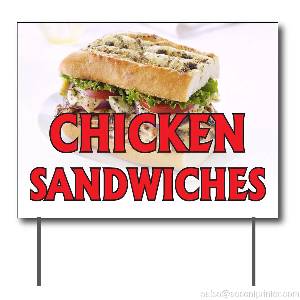 Chicken Sandwiches Curbside Sign, 24"w x 18"h, Full Color Double Sided