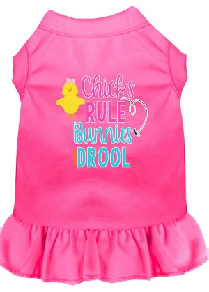 Chicks Rule Screen Print Dog Dress Bright Pink Sm (10)