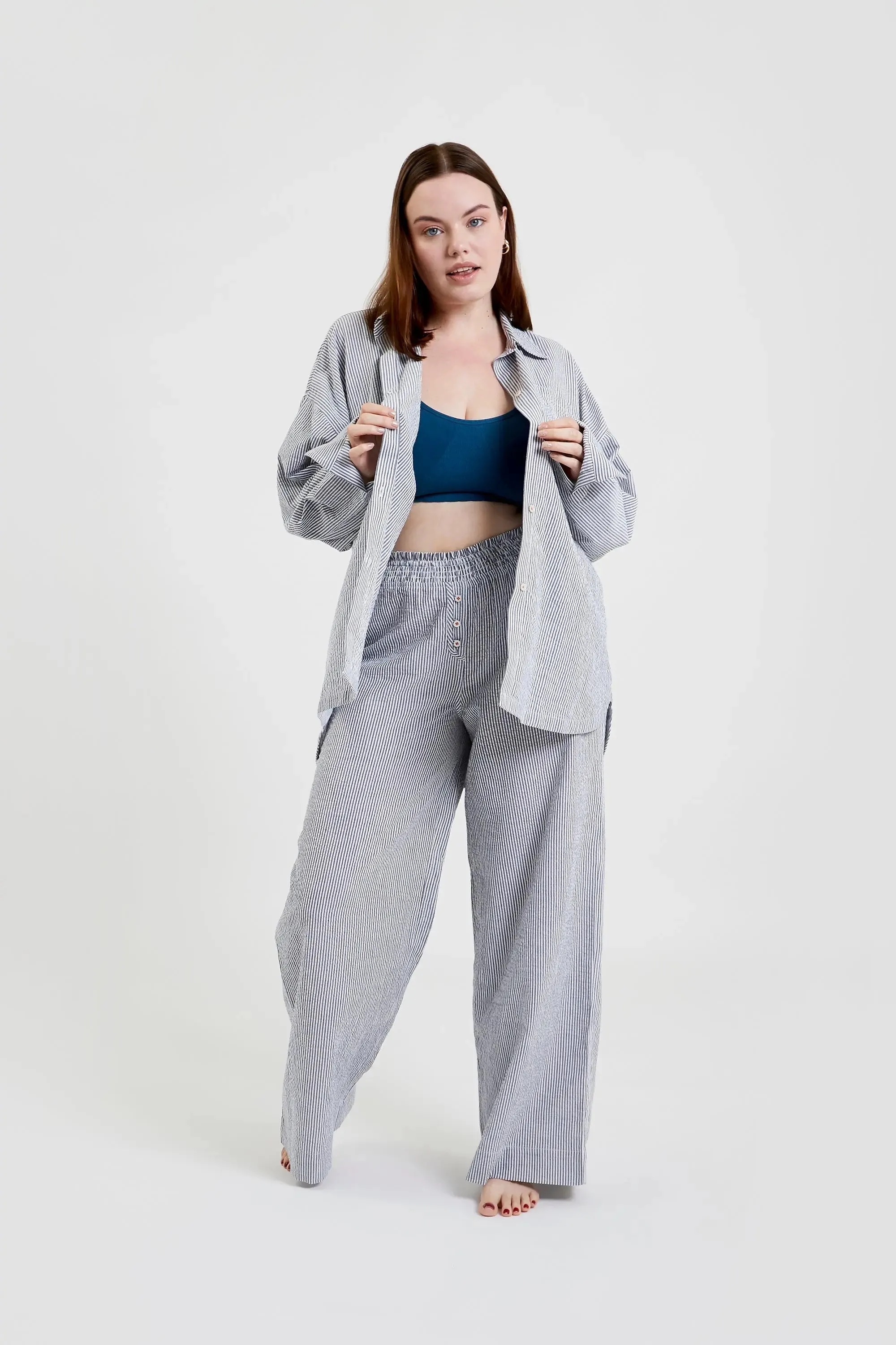 Chicory Striped Woven-Cotton Pyjama Trousers - Pinstripe Charcoal