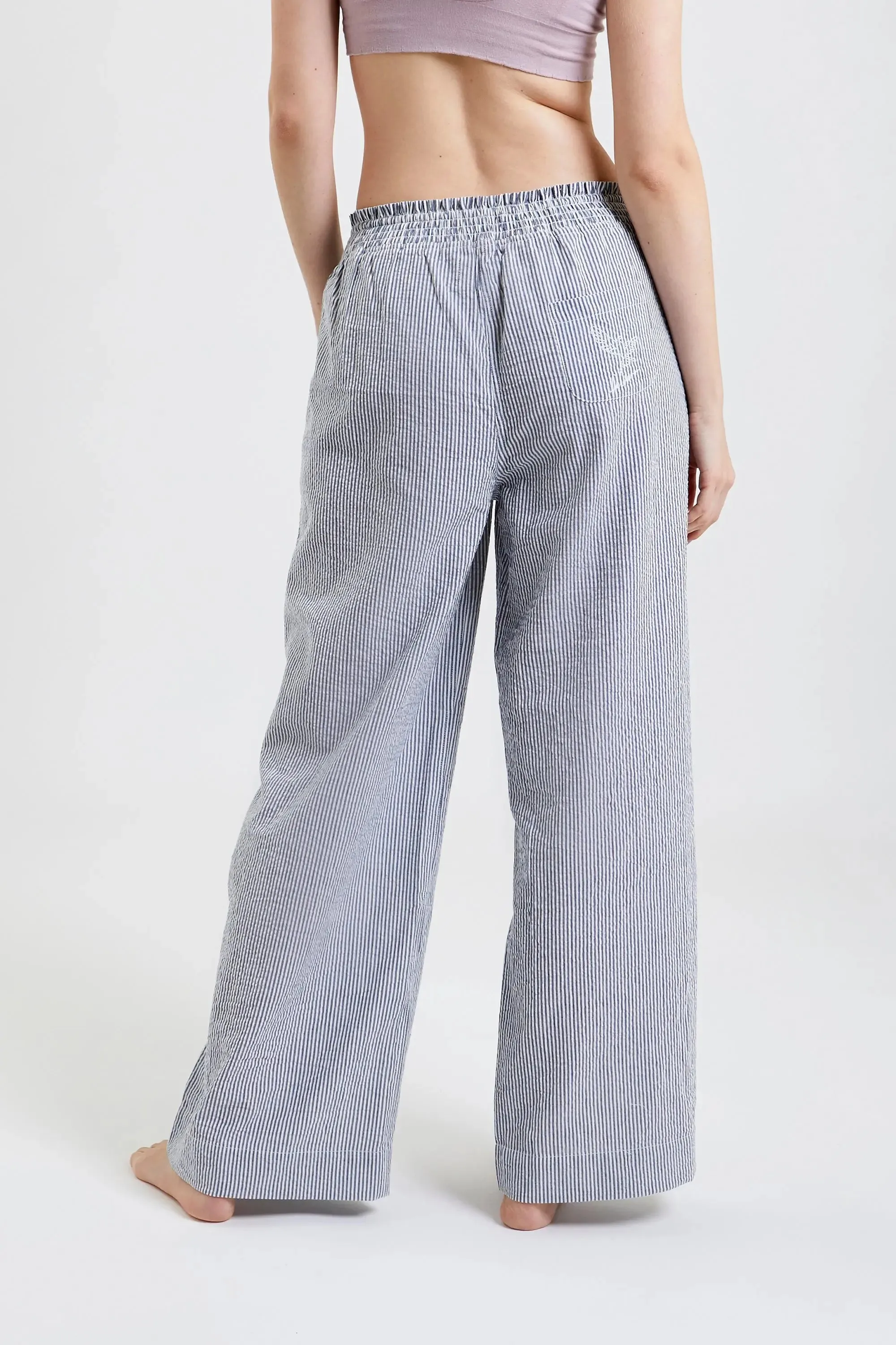 Chicory Striped Woven-Cotton Pyjama Trousers - Pinstripe Charcoal