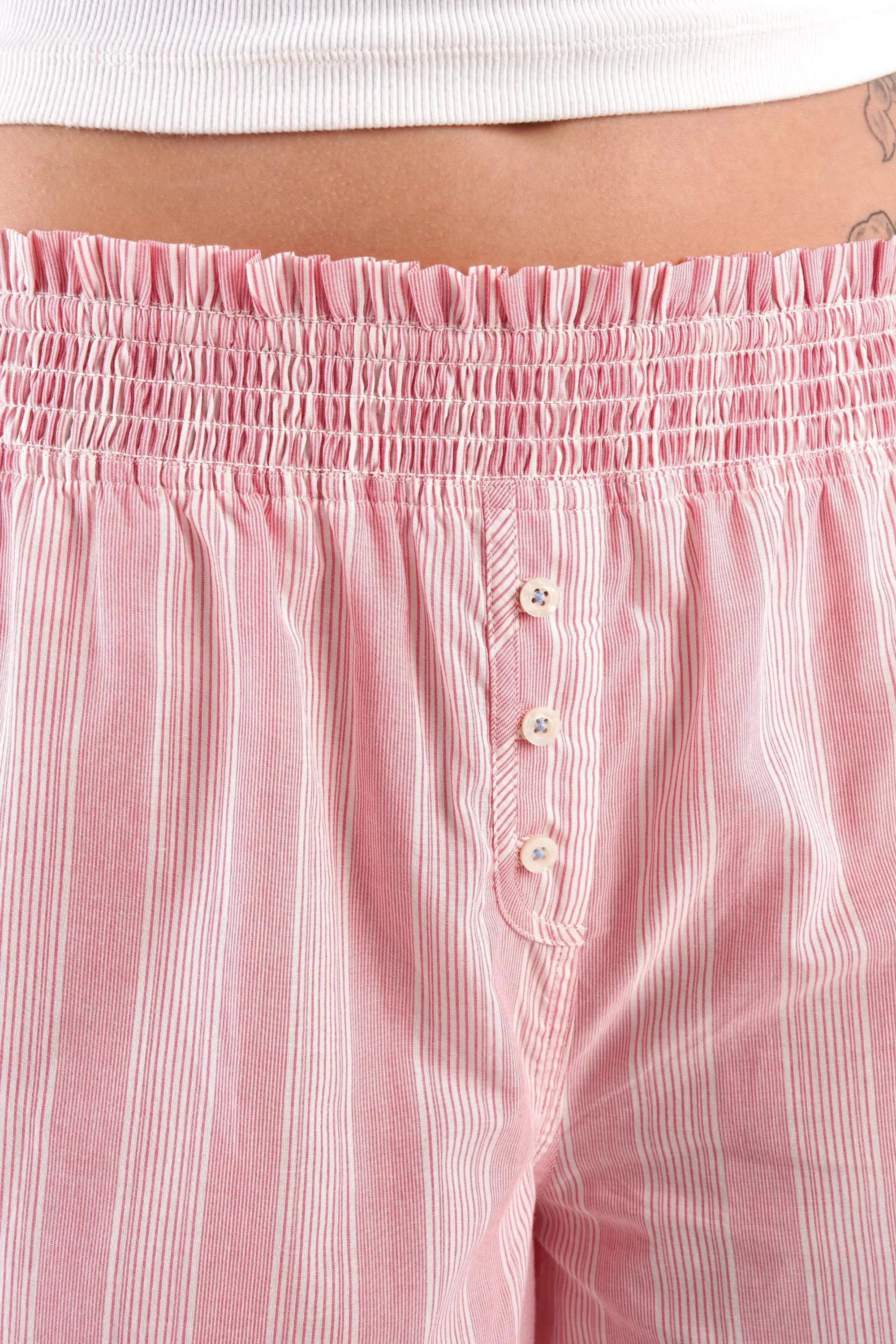 Chicory Striped Woven-Cotton Pyjama Trousers - Sunset Peach