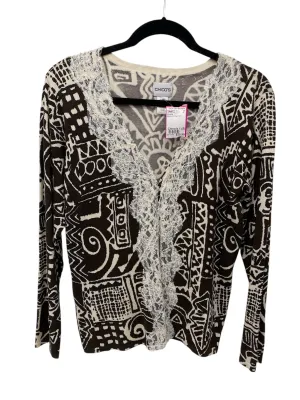 Chico's Misses Size Chico's 1 (8) Black White Print LS Blouse