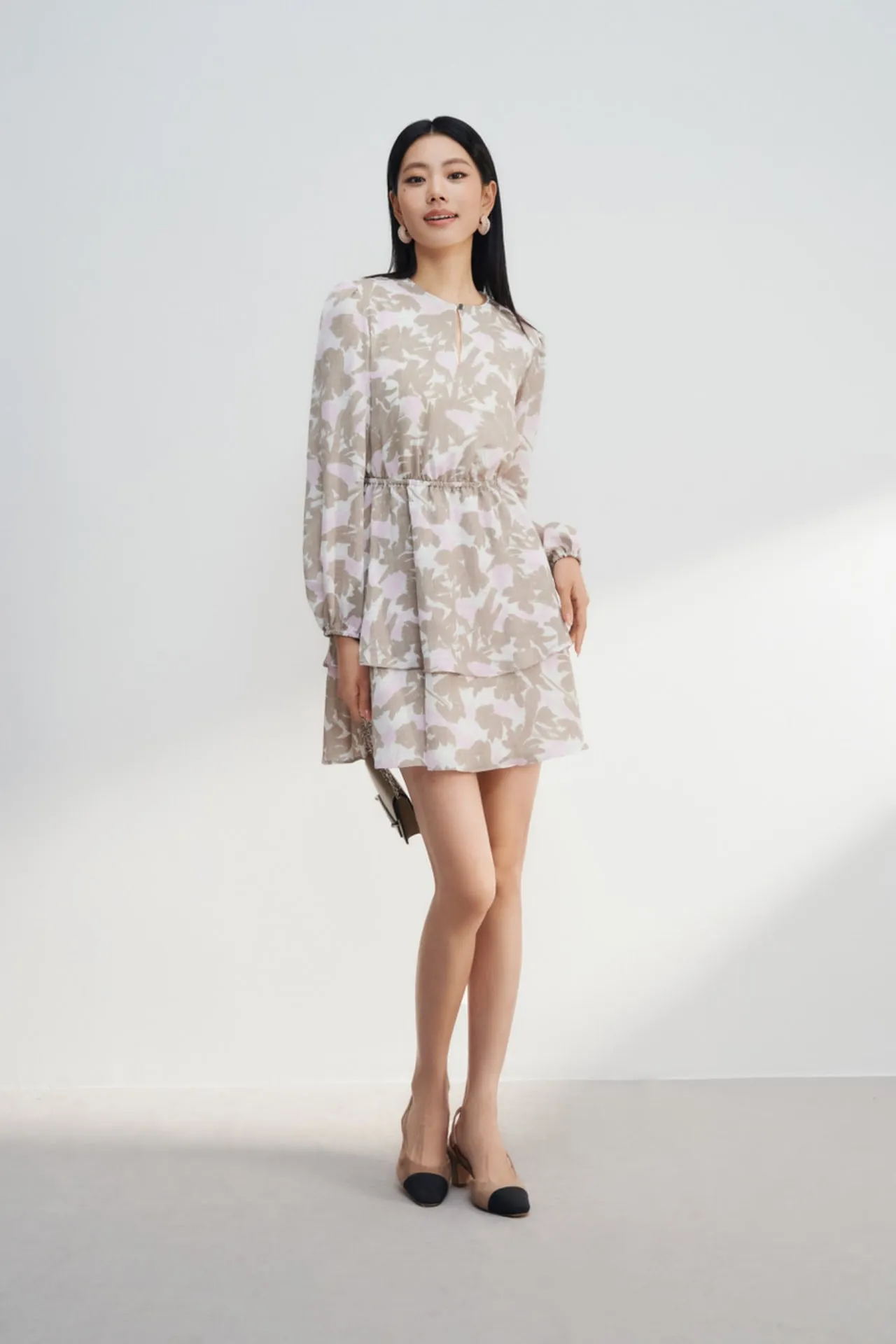 Chiffon Floral Print Layered Dress