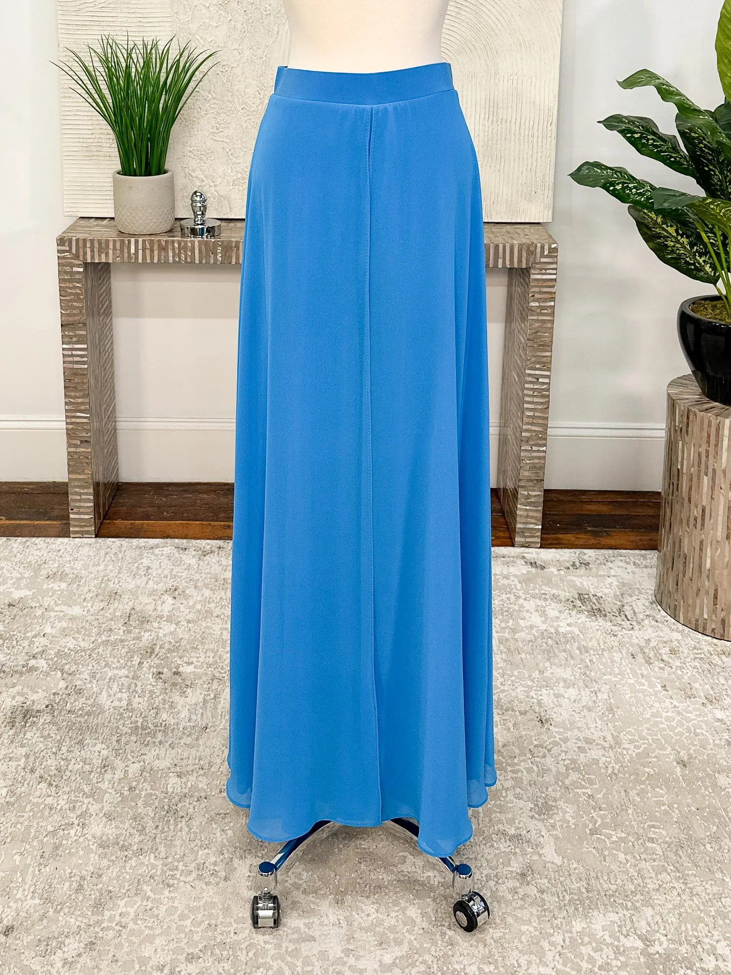 Chiffon Overlay Pant, Blue