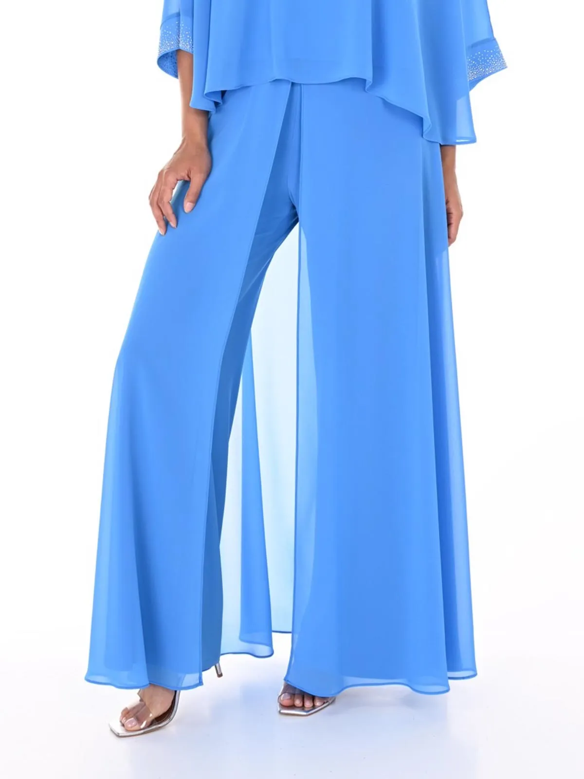 Chiffon Overlay Pant, Blue