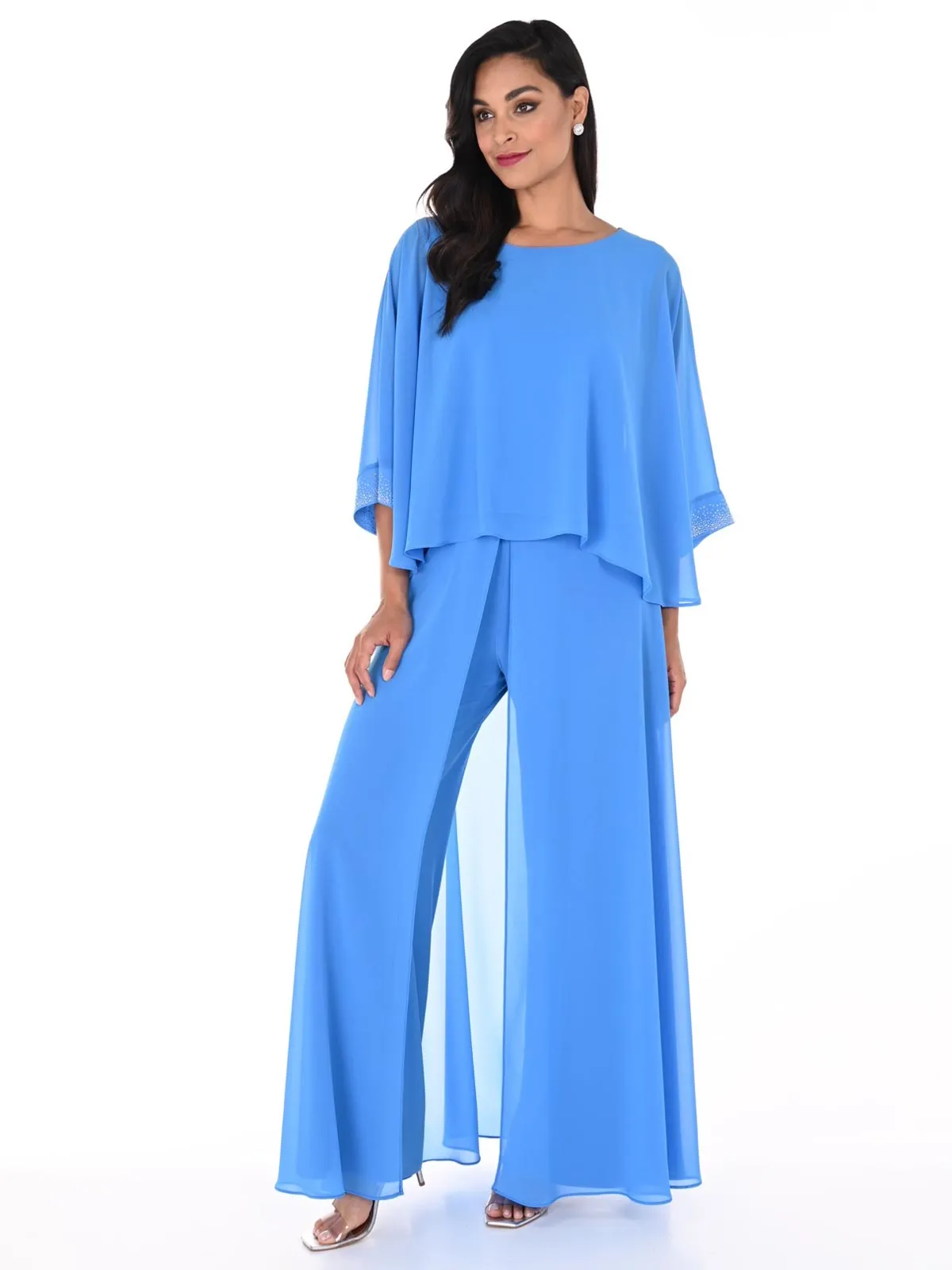 Chiffon Overlay Pant, Blue