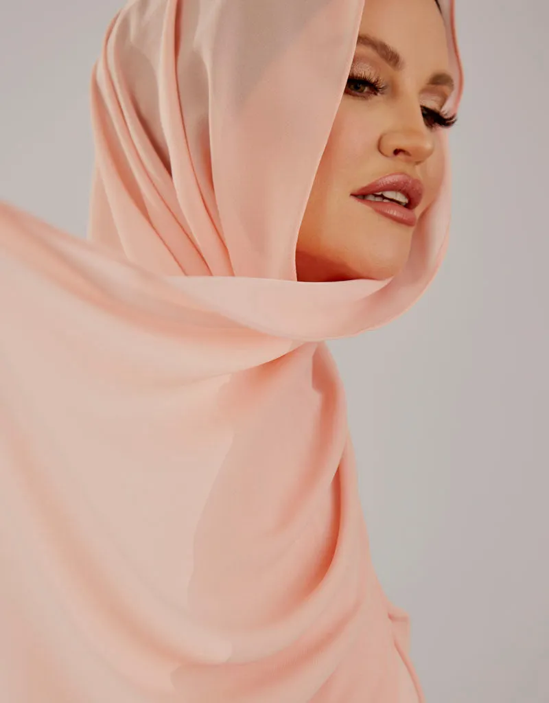 Chiffon Shawl - Shades of Peach-Orange