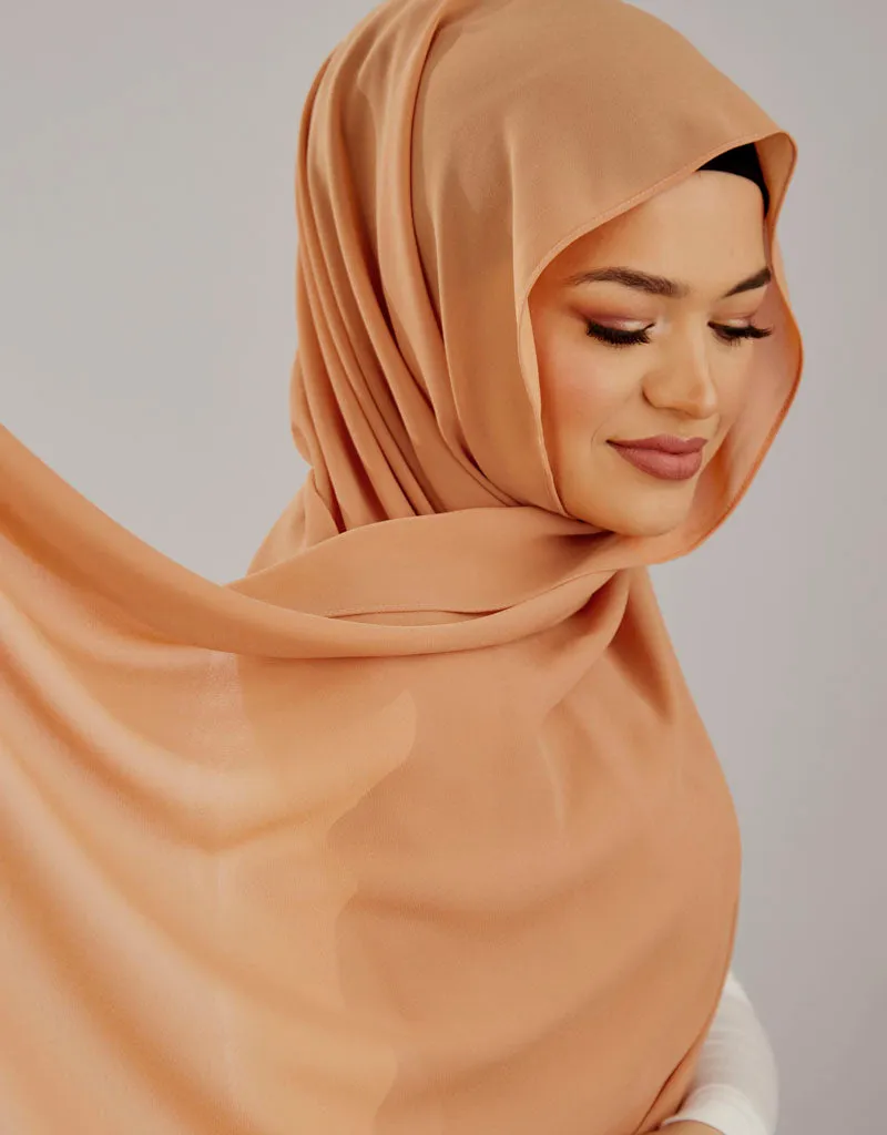 Chiffon Shawl - Shades of Peach-Orange