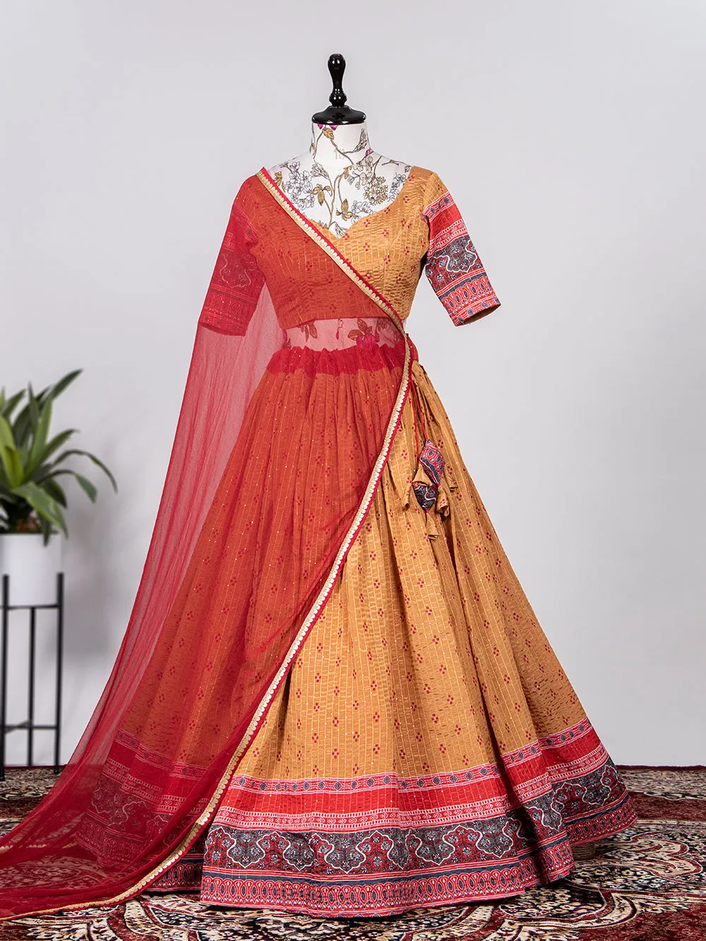 Chiku Color Crochet Sequins Embroidery Work Chinon Lehenga Choli