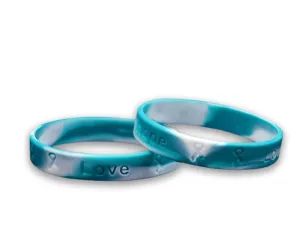 Child Teal & White Awareness Silicone Bracelet Wristbands