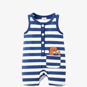 Childlike Dinosaur Pattern Secret Button Jumpsuit - Baby Boy