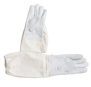 Children Goatskin Leather Beekeeper's Glove with Long Canvas Sleeve & Elastic Cuff