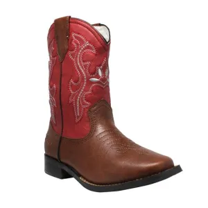 Children's 8" Western Pull on Red Leather Boots