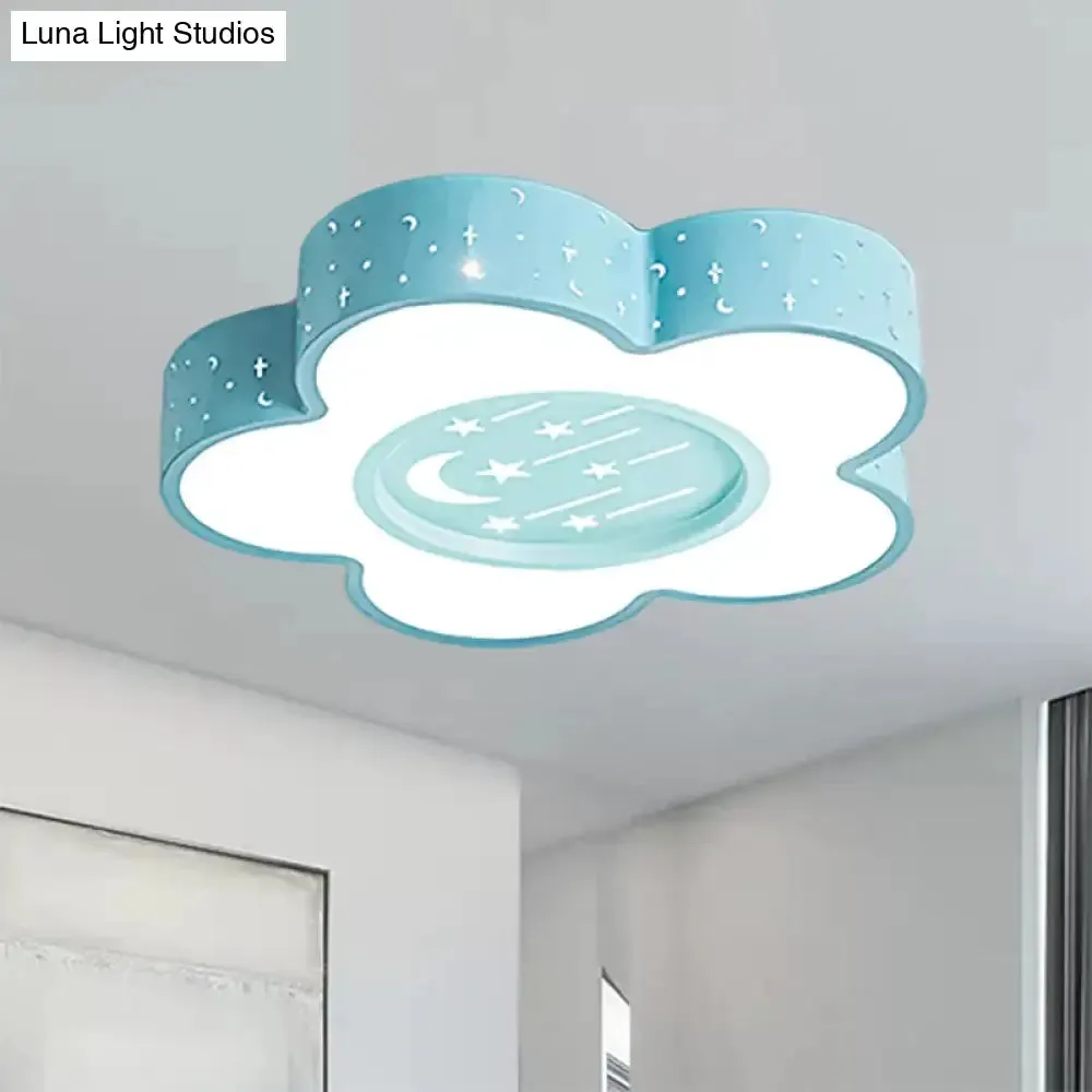 Children's Hollow Flower LED Ceiling Mount Light with Moon and Star Cartoon Design