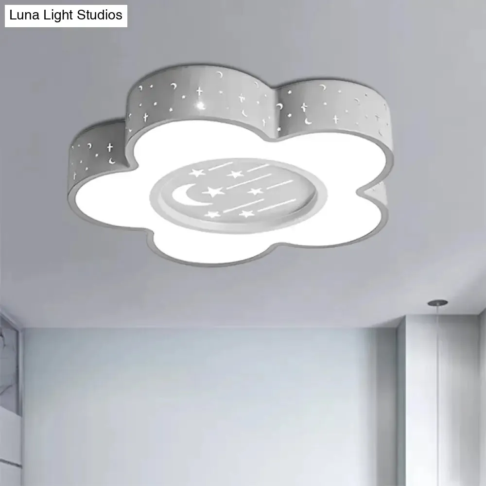 Children's Hollow Flower LED Ceiling Mount Light with Moon and Star Cartoon Design